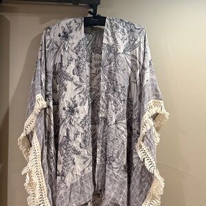 Floral Kimono with Fringe